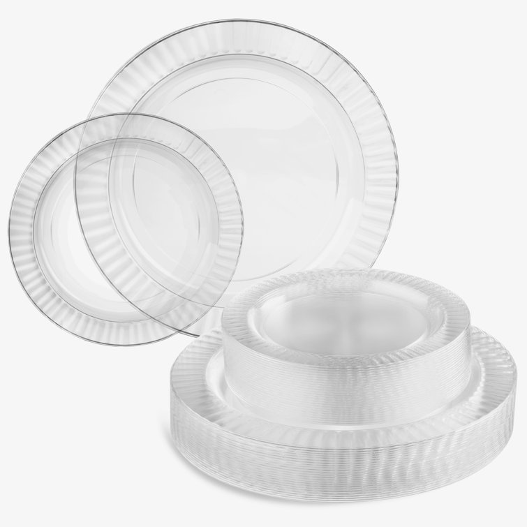 Perfect Settings Tableware 25 Sets Clear Plastic Disposable Elegant